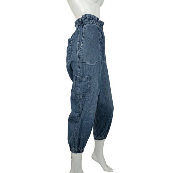 Pietsie Baja Paperbag Pants in blue denim Size M Made in CA - Picture 4 of 9